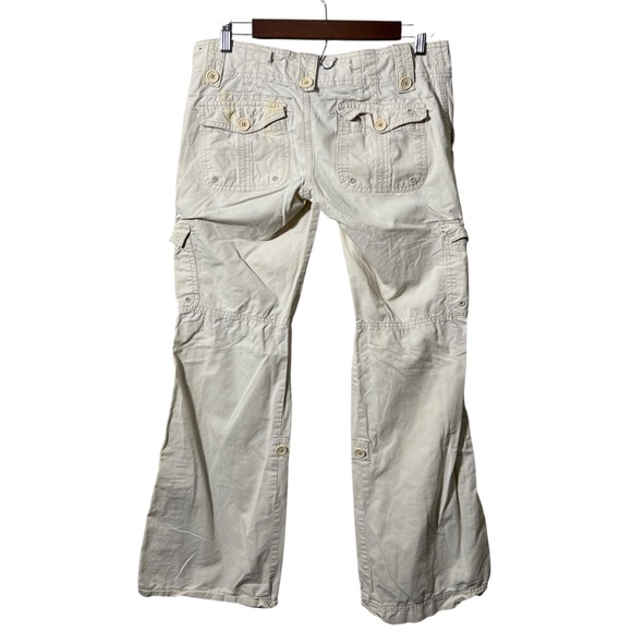 Abercrombie & Fitch Cargo Pants Size 4 Cream Low Rise Utility Y2K Pocket Detail - Picture 4 of 8